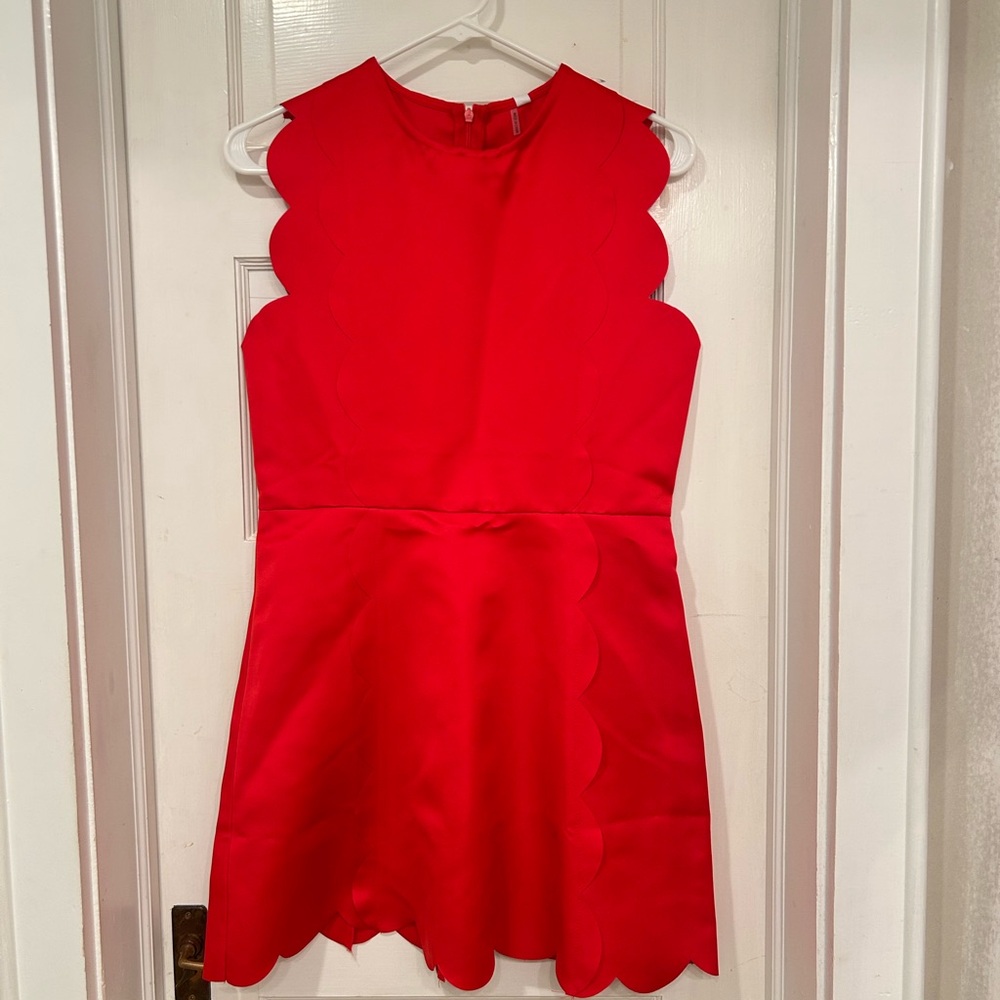 Glam Red Scalloped Dress
